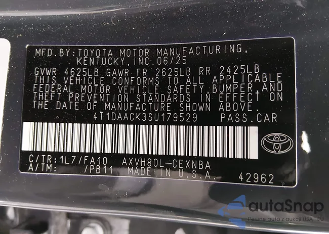 4T1DAACK3SU179529: 43807275