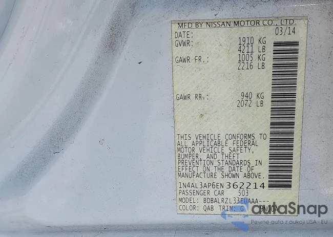 1N4AL3AP6EN362214: 43807459