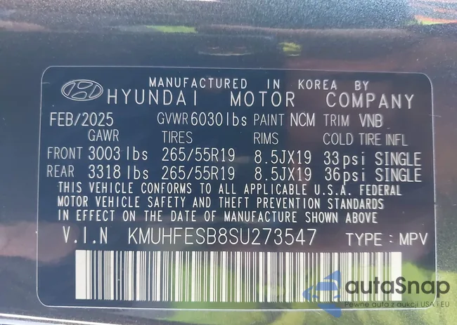 KMUHFESB8SU273547: 43807534