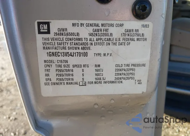 1GNEC13V54J170100: 43806544