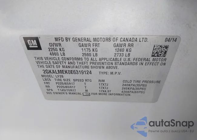 2GKALMEK0E6319124: 43806661