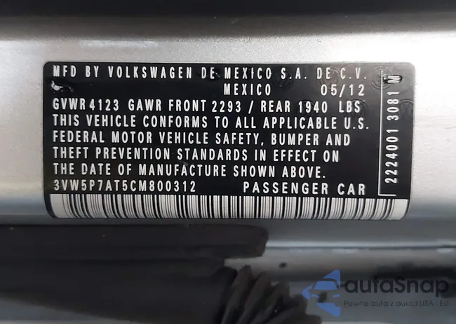 3VW5P7AT5CM800312: 43808006