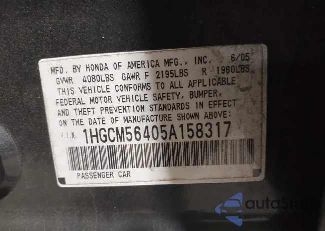 1HGCM56405A158317: 43808330