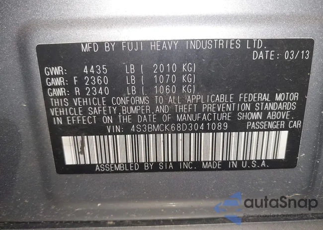 4S3BMCK68D3041089: 43808336