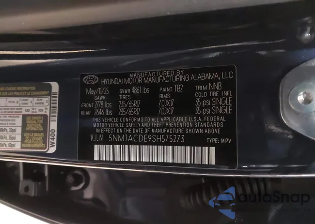 5NMJACDE9SH575273: 43808527