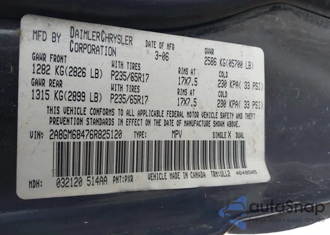 2A8GM68476R825120: 43807572