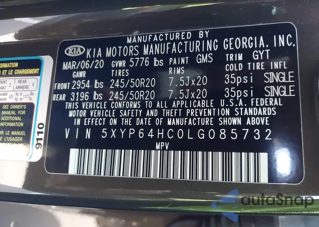 5XYP64HC0LG085732: 43807582
