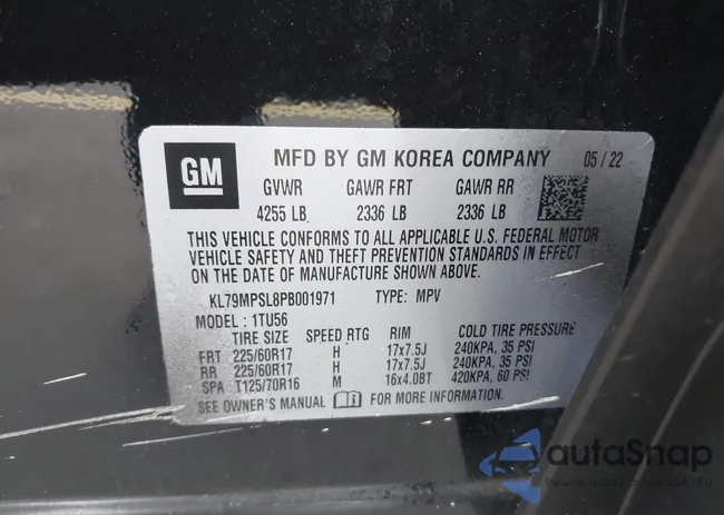 KL79MPSL8PB001971: 43807665