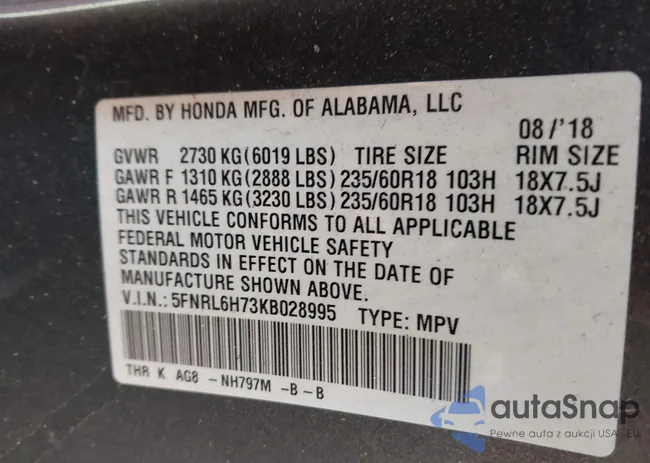 5FNRL6H73KB028995: 43807743