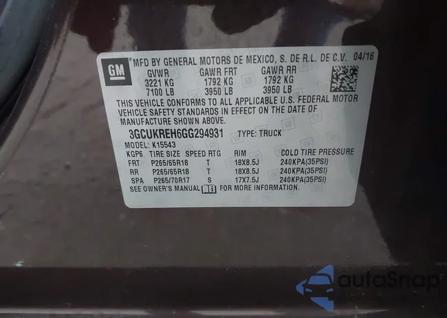 3GCUKREH6GG294931: 43807751