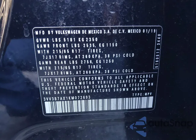 3VV3B7AX1KM072693: 43807762