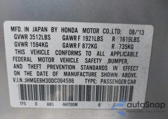 JHMGE8H30DC064586: 43807823