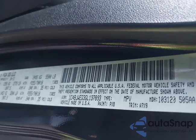 1C4BJWEG3GL137893: 43807832