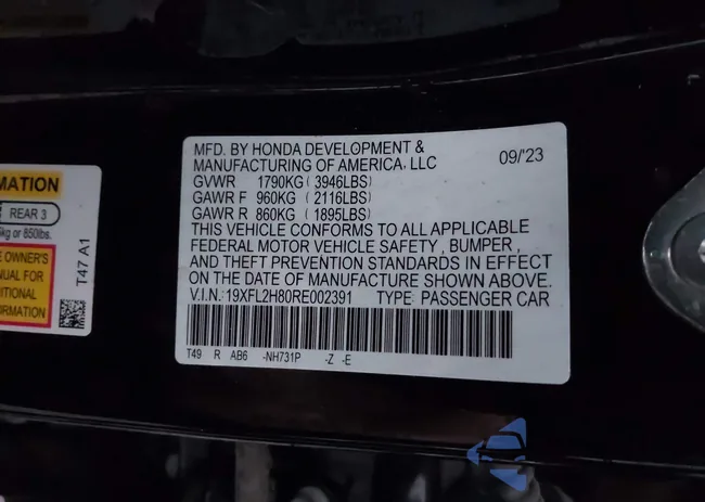 19XFL2H80RE002391: 43807833