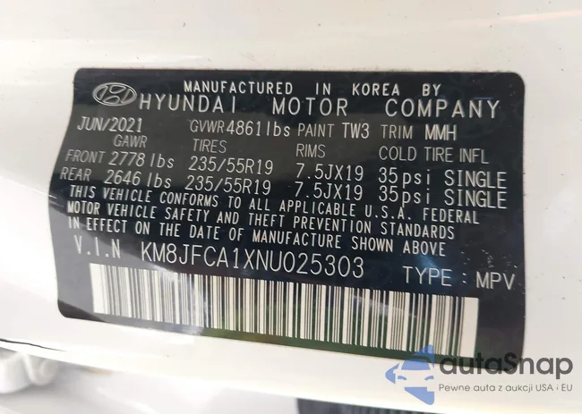 KM8JFCA1XNU025303: 43809103