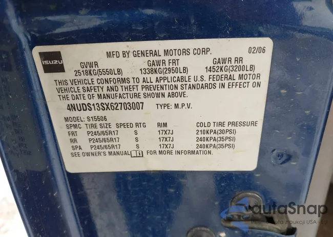 4NUDS13SX62703007: 43809317