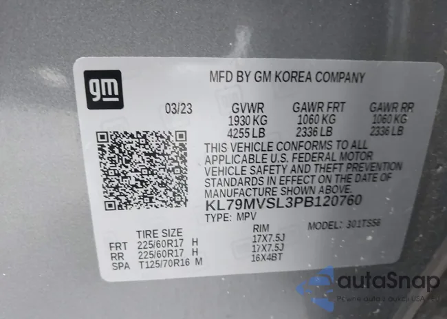 KL79MVSL3PB120760: 43809517