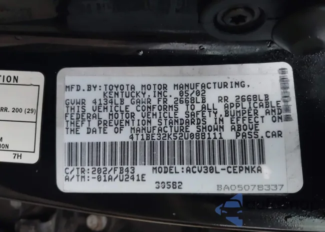 4T1BE32K52U088111: 43808686