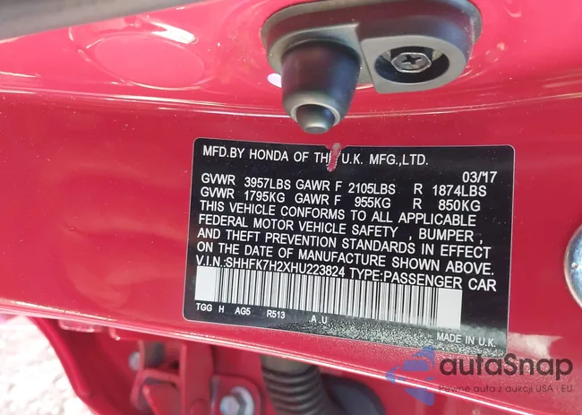 SHHFK7H2XHU223824: 43808724