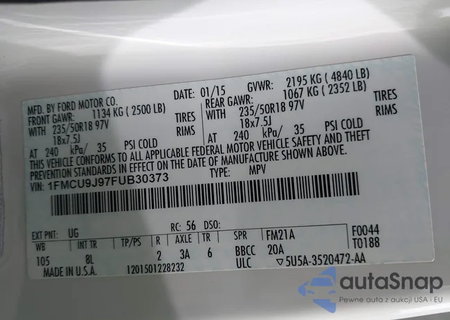 1FMCU9J97FUB30373: 43809974