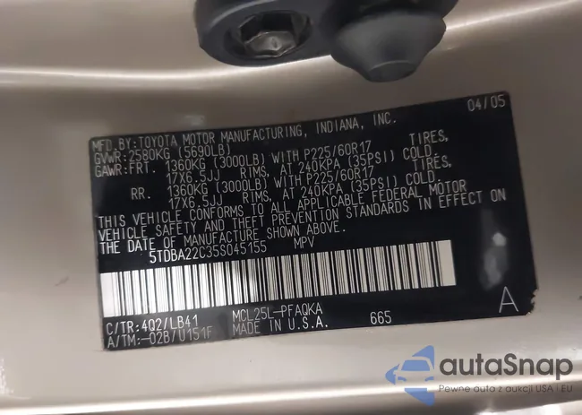 5TDBA22C35S045155: 43809983