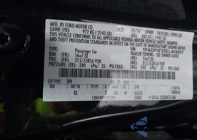 1FADP3F25EL402907: 43810002