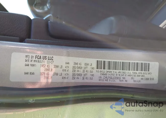 1C4RJFAG6JC223016: 43810017