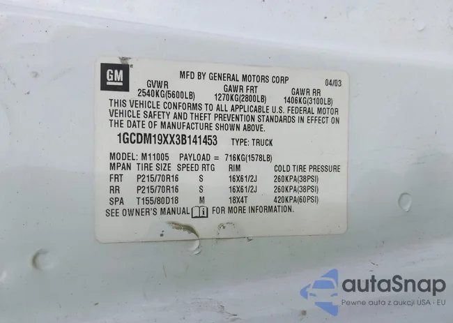 1GCDM19XX3B141453: 43810073