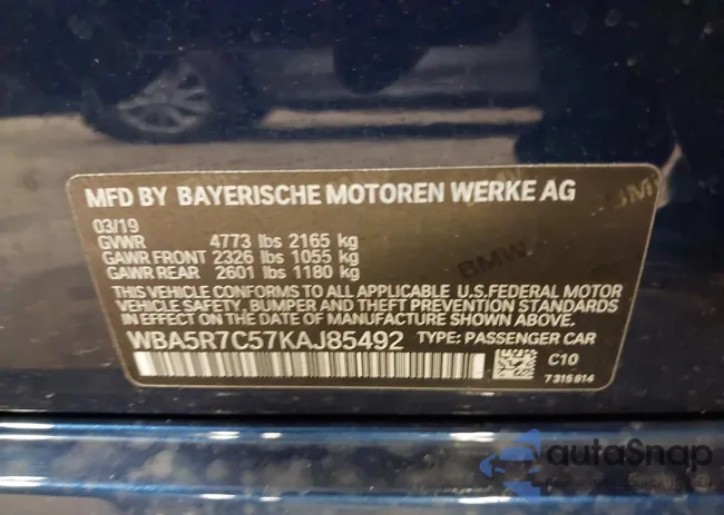 WBA5R7C57KAJ85492: 43810204