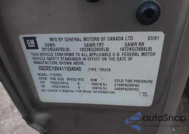 2GCEC19V411334040: 43810256