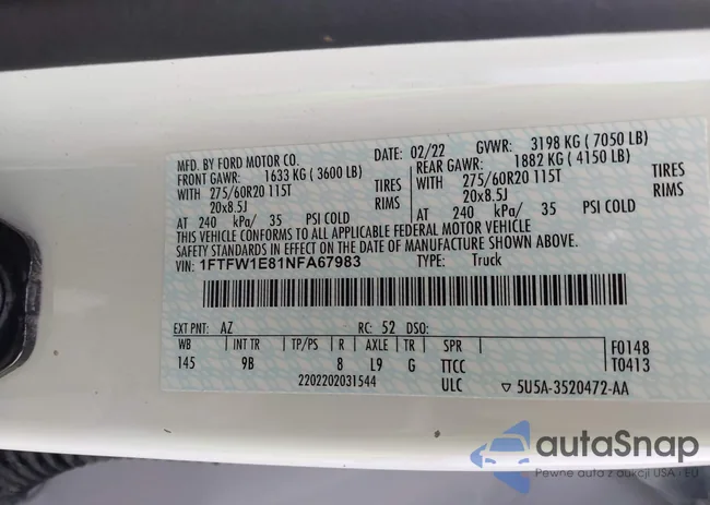 1FTFW1E81NFA67983: 43810404