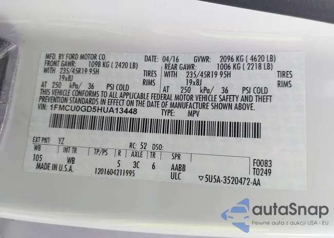 1FMCU0GD5HUA13448: 43810462