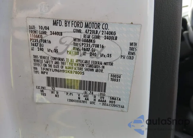 1FMYU96H95KB78005: 43810479