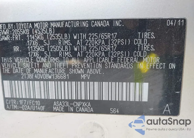 2T3BF4DV0BW136681: 43810531