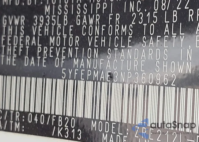 5YFEPMAE3NP360962: 43809603