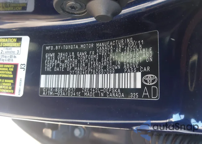 2T1BU4EE7BC697099: 43809629