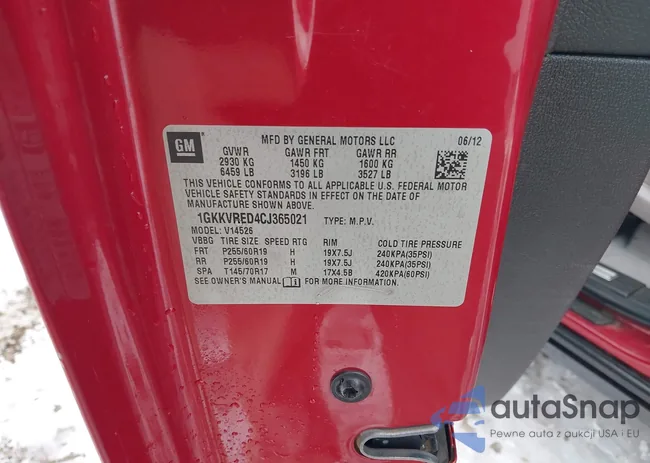 1GKKVRED4CJ365021: 43809713