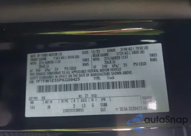 1FTFW1E55PKG09425: 43809752