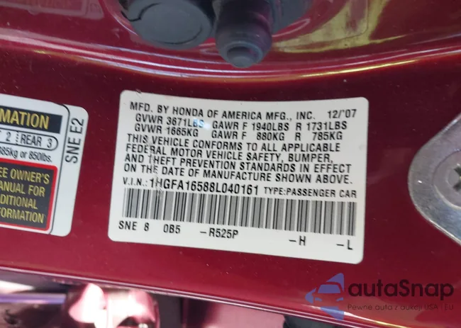 1HGFA16588L040161: 43809915