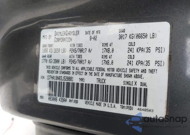 1D7HA18N83J528881: 43809928