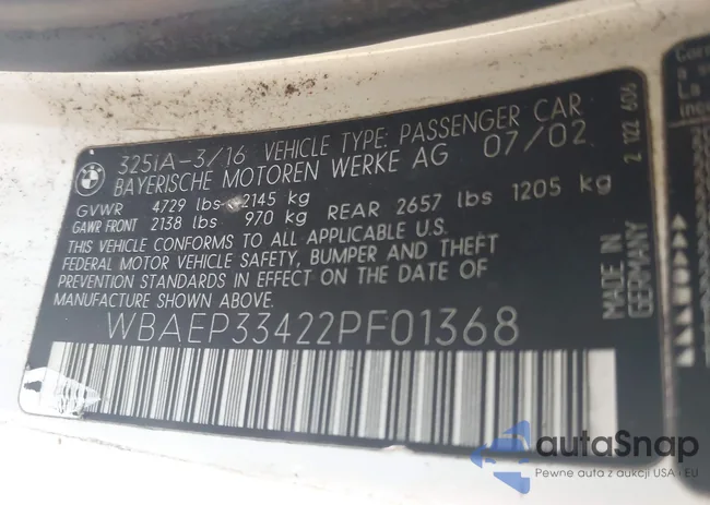 WBAEP33422PF01368: 43811319
