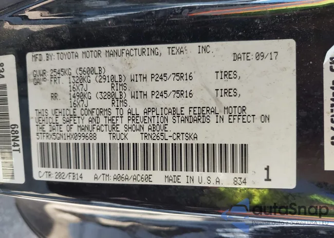 5TFRX5GN1HX099688: 43811507