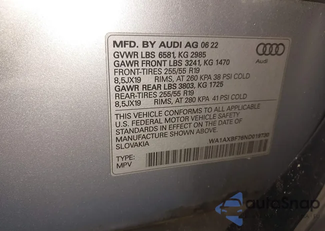 WA1AXBF76ND019730: 43810825