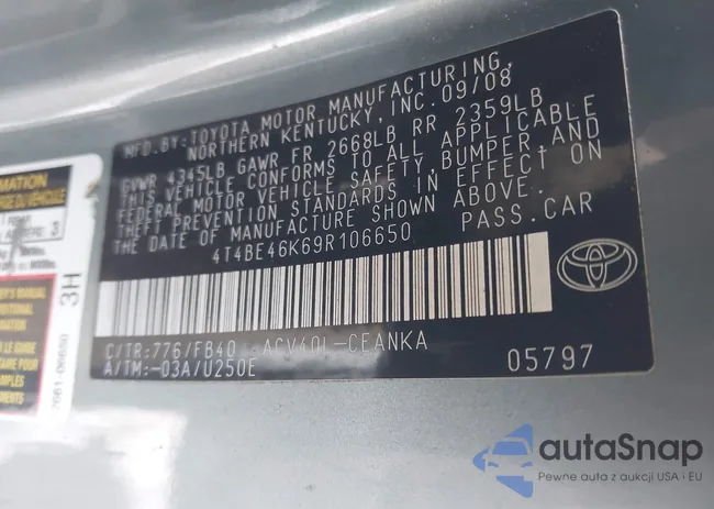 4T4BE46K69R106650: 43812099