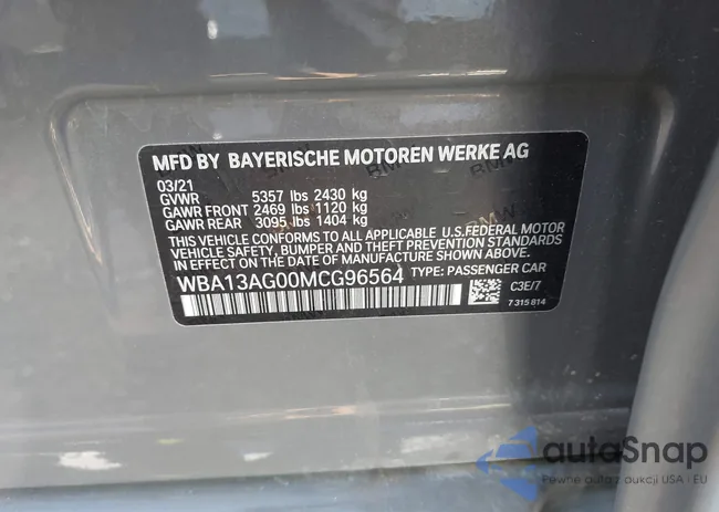 WBA13AG00MCG96564: 43812105