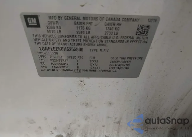 2GNFLEEK6H6255500: 43812124