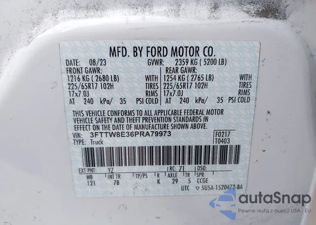 3FTTW8E36PRA79973: 43812261