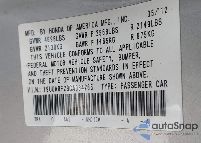 19UUA8F29CA034265: 43812286