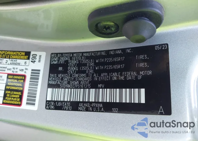 5TDYRKEC7PS161315: 43811907