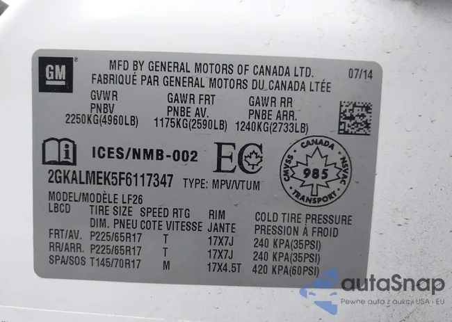 2GKALMEK5F6117347: 43811932